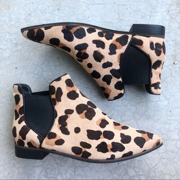 Cole Haan Hara Leopard print Chelsea boots booties fur hair 6.5 - Picture 2 of 7